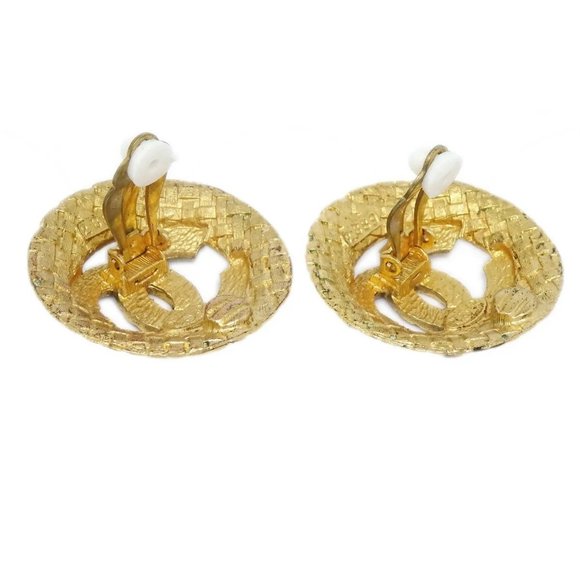 Chanel Button Earrings Gold Clip-On - Picture 8 of 9